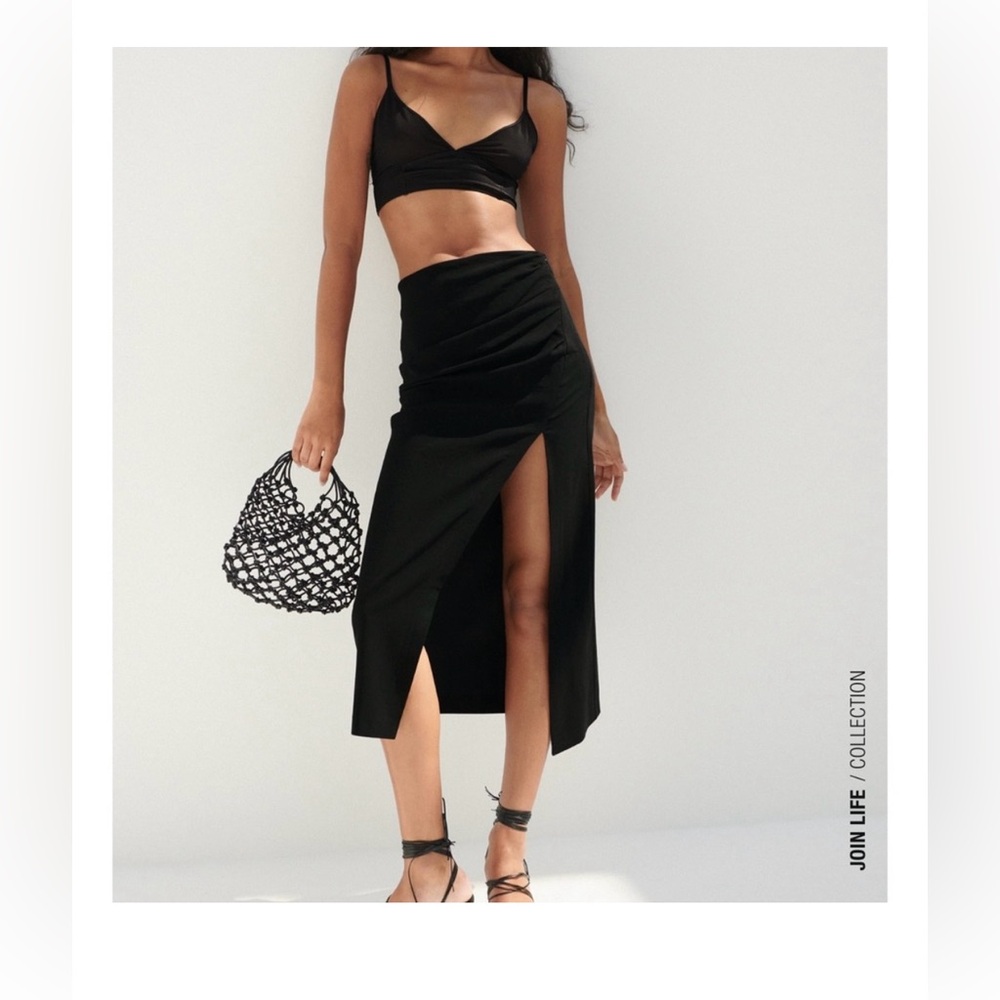 ZARA Draped Black Skirt